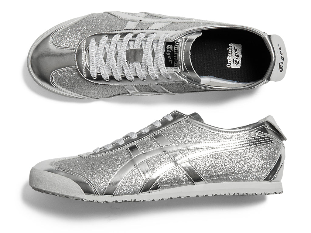Onitsuka Tiger Mexico 66 Glitter Pack — Pure Silver / Black Gunmetal Unisex Sneakers
