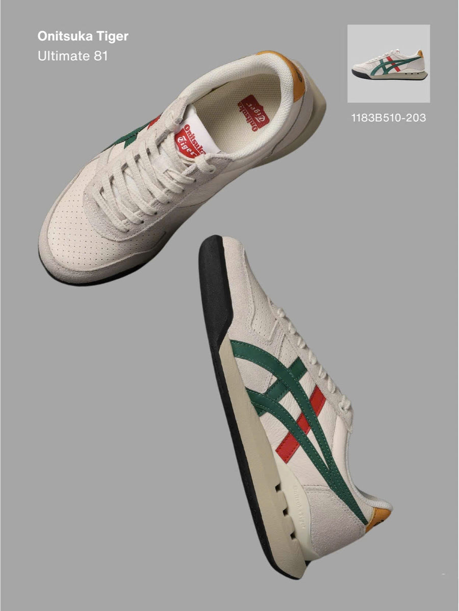 Onitsuka Tiger Ultimate 81 EX sneaker in Cream/Green colorway