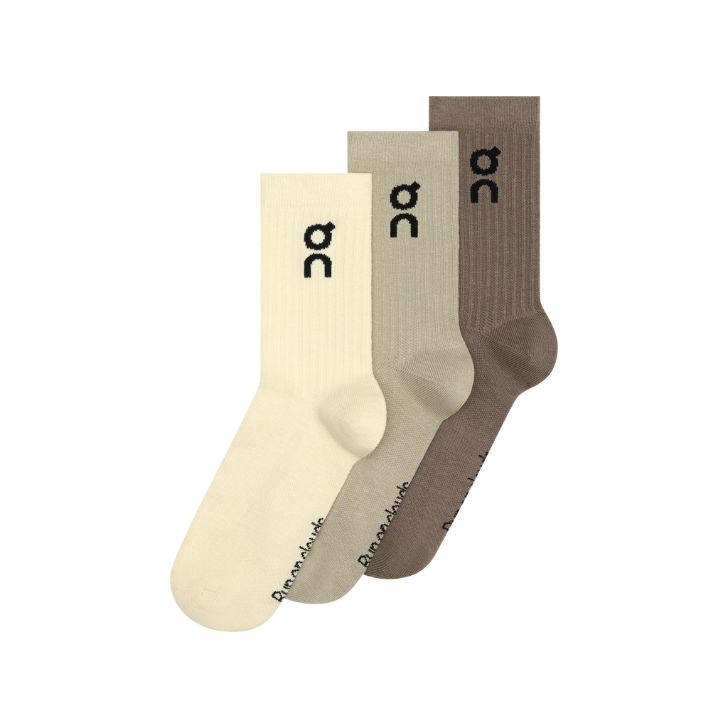 On Logo Sock High 3-Pack Hare Brume